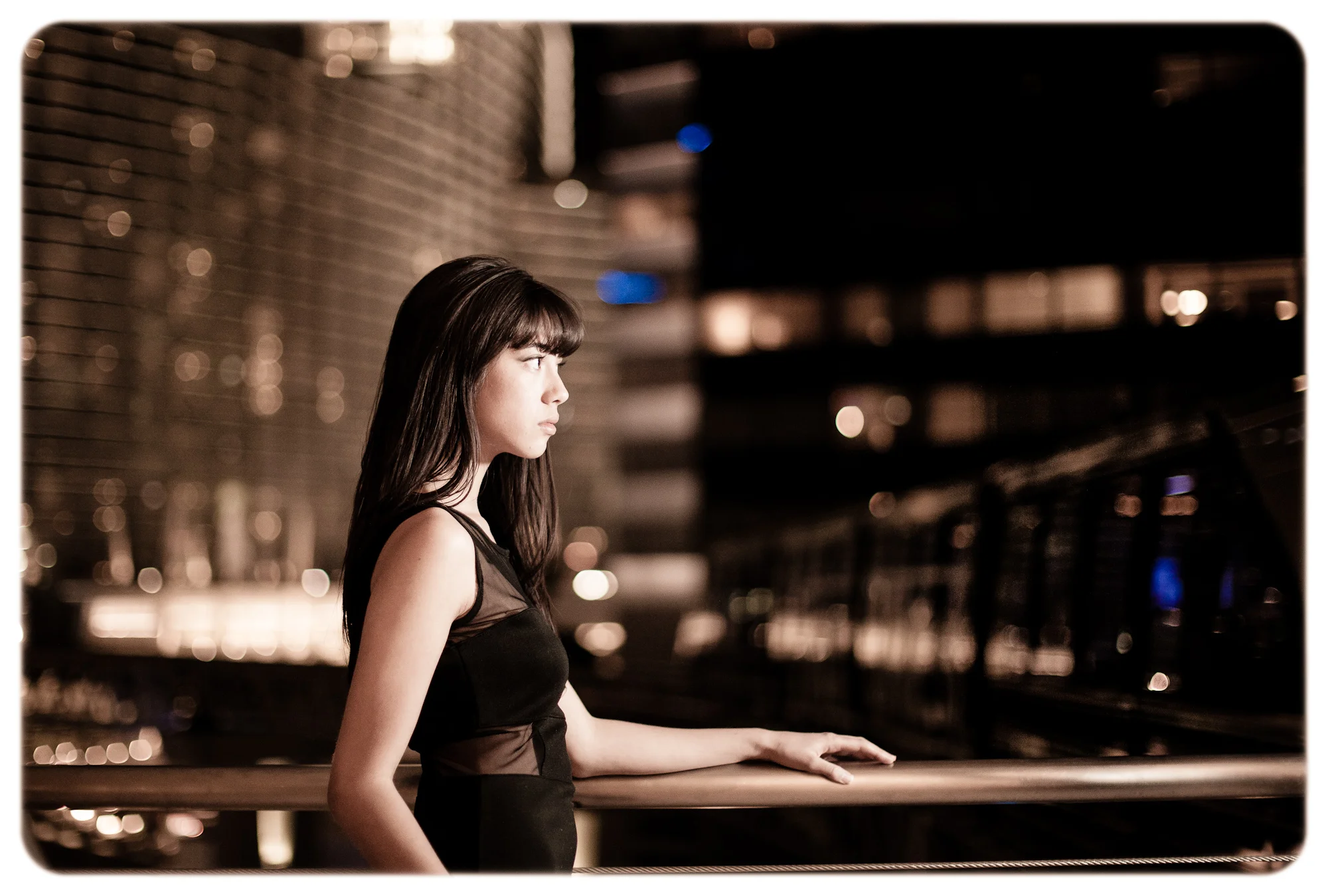 Outside the tram station, facing the Vdara. Pretty cool spot, beautiful model - Tara Moraleda.