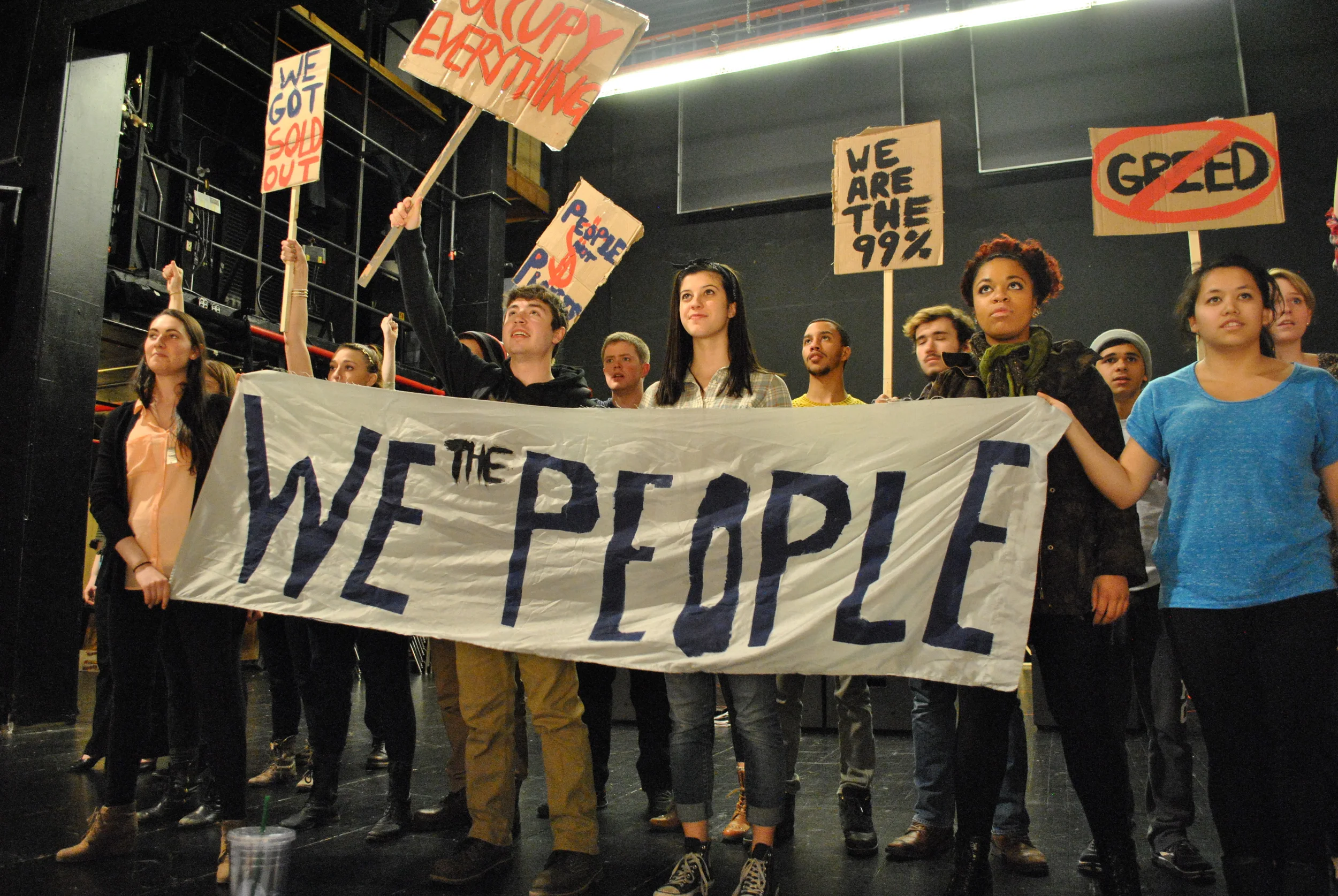 The company of VOW: A Made-to-Measure Musical Workshop at Marymount Manhattan College in Will Reynolds' THE WHOLE WORLD IS WATCHING.