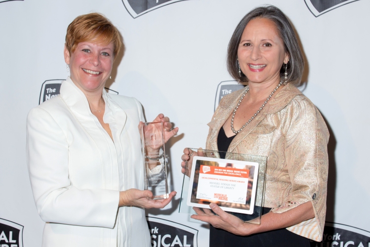 Accepting the NYMF/Stage Rights Publishing Award for SEARCHING FOR ROMEO at the 2014 NYMF Gala