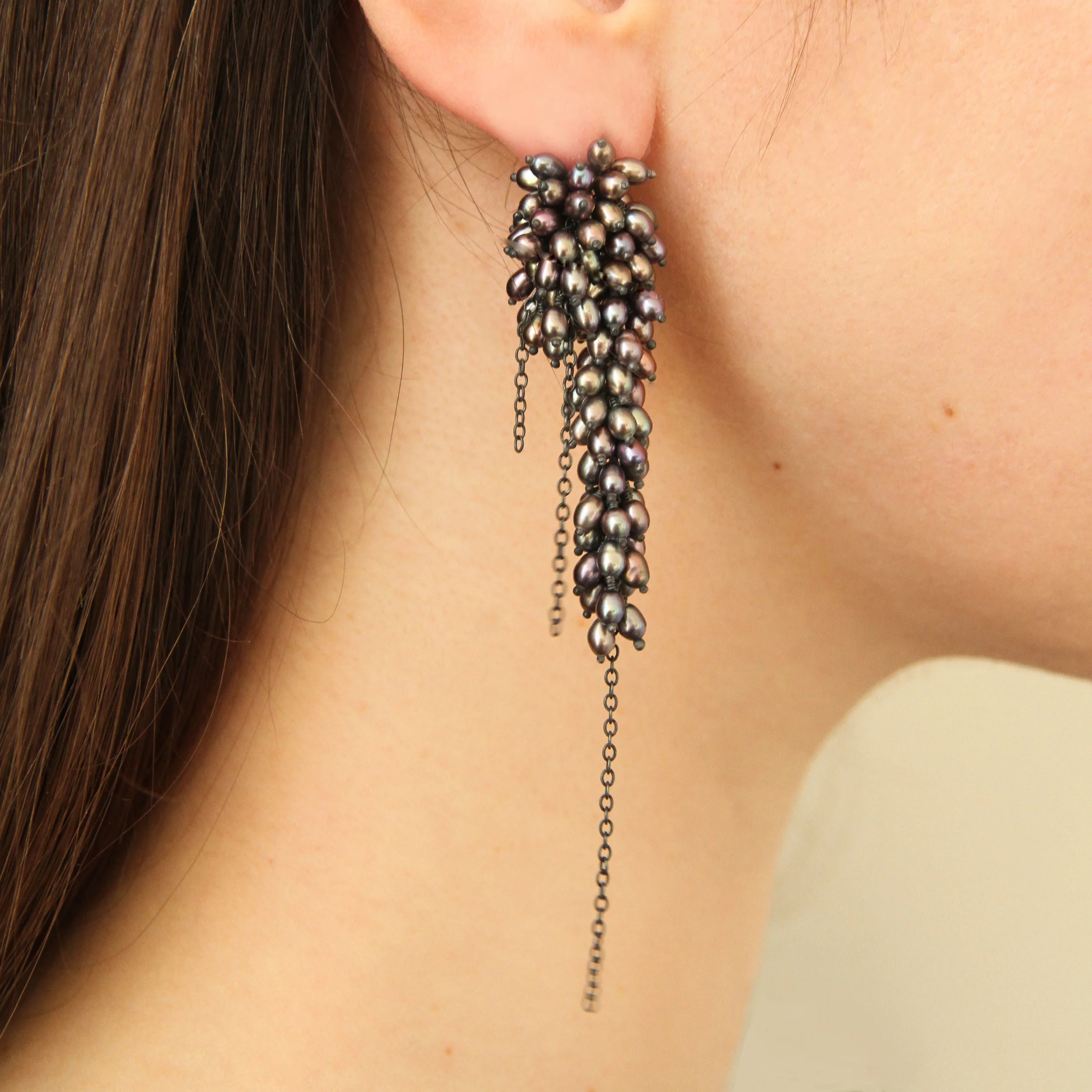 seed pod pearl earrings