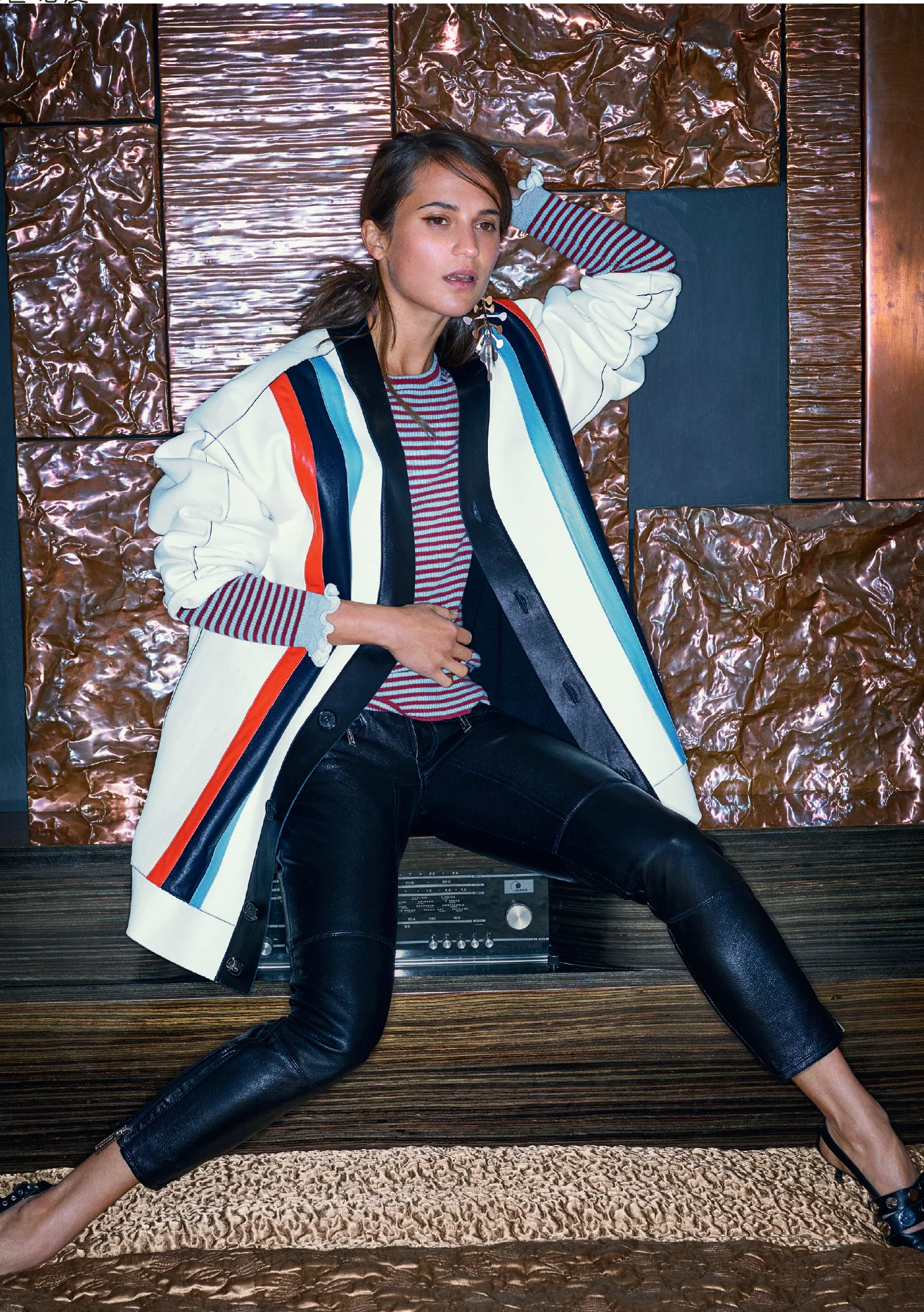 Botany: Infructescence earring on Alicia Vikander: Vogue China, April 18