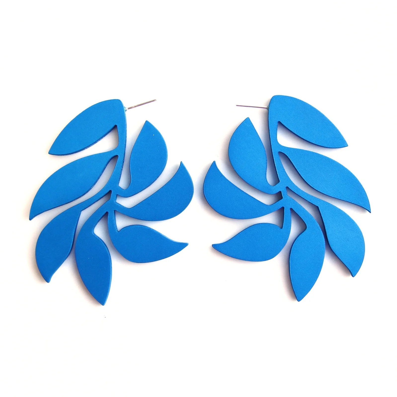 blue leaf earrings