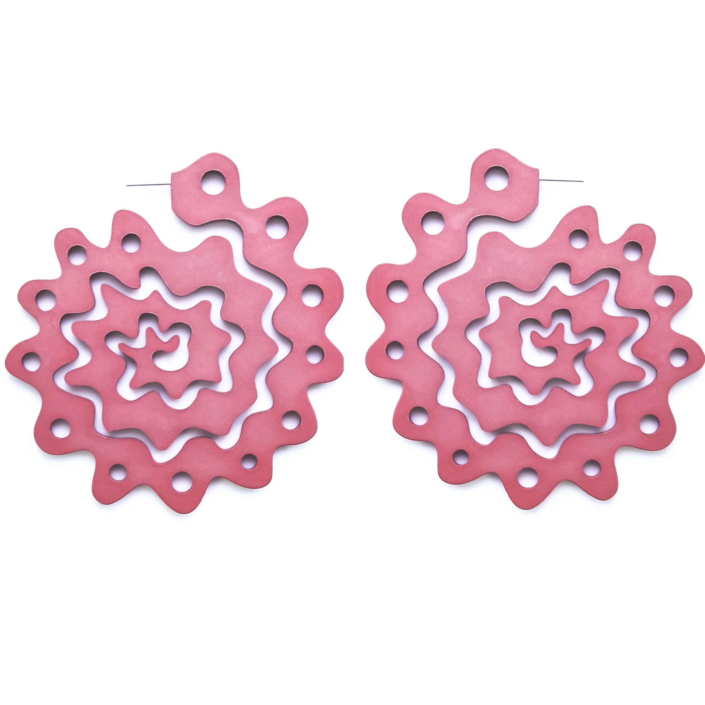 Pink ruffle earrings