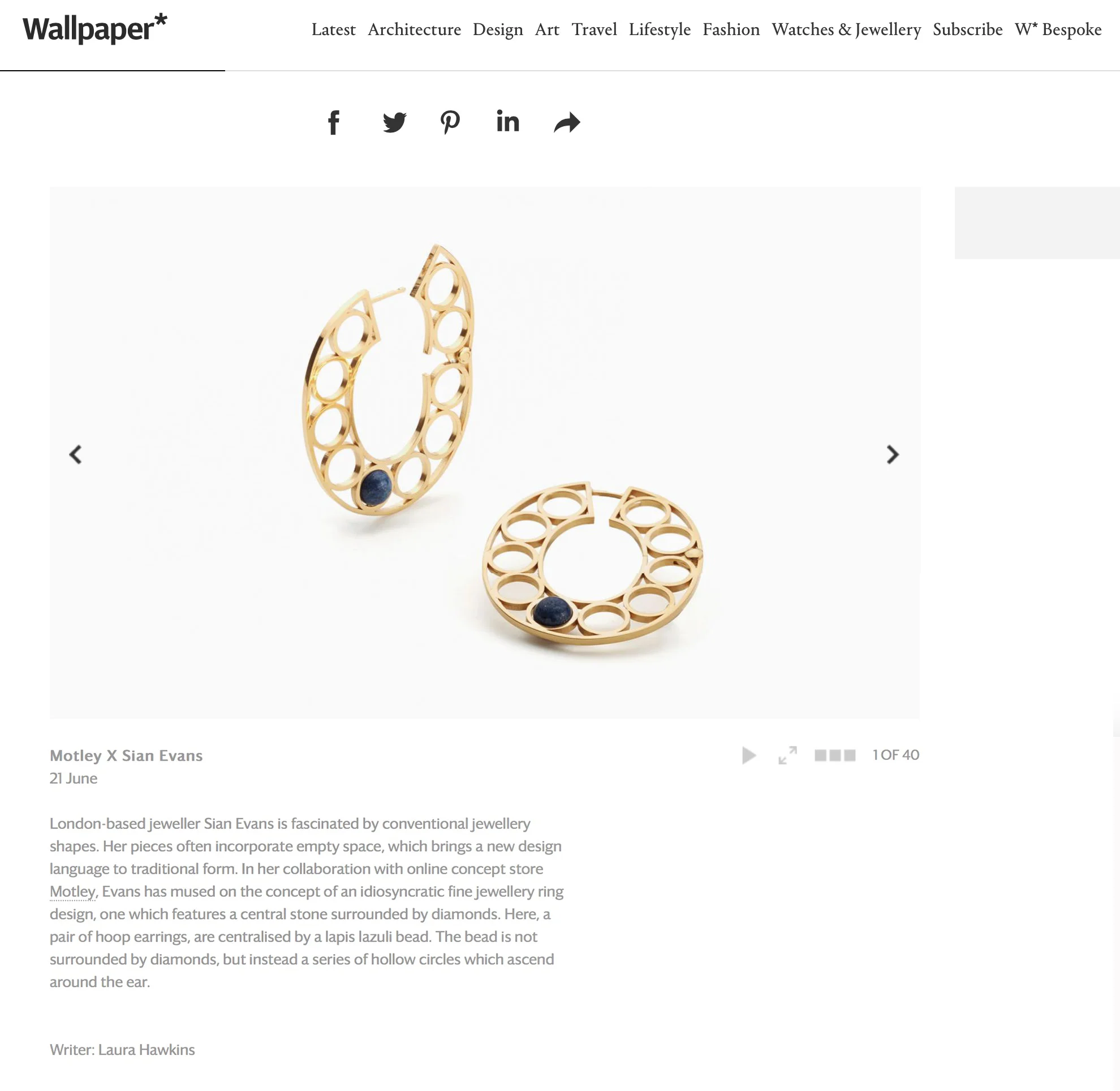 Under The Loupe : Wallpaper magazine , Sian Evans x Motley London see more here