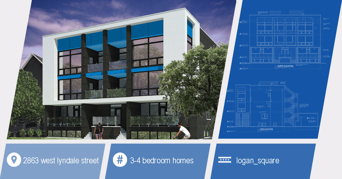 6-unit condo building with white exterior in logan square located at 2863 w lyndale st, chicago.