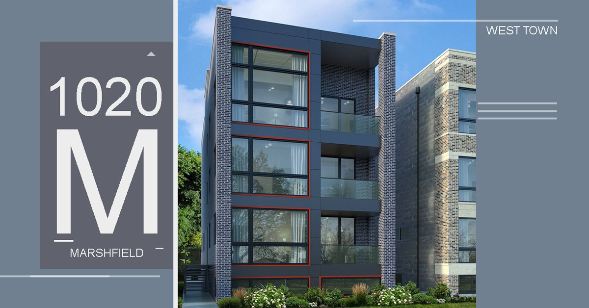 4-unit new construction condo building in west town located at 1020 north marshfield ave, chicago.