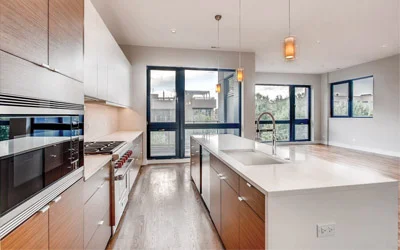modern kitchen with quartz countertop