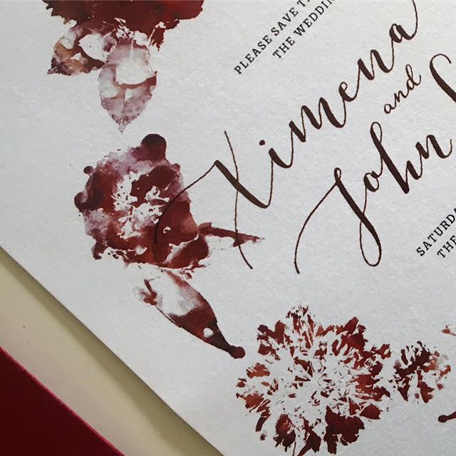 Detail shot of these beauties that @lgpcalligraphy and I worked on for some dear friends. We made the design by pressing real flowers that will be featured in the wedding with ink and paired it with some modern #calligraphy
