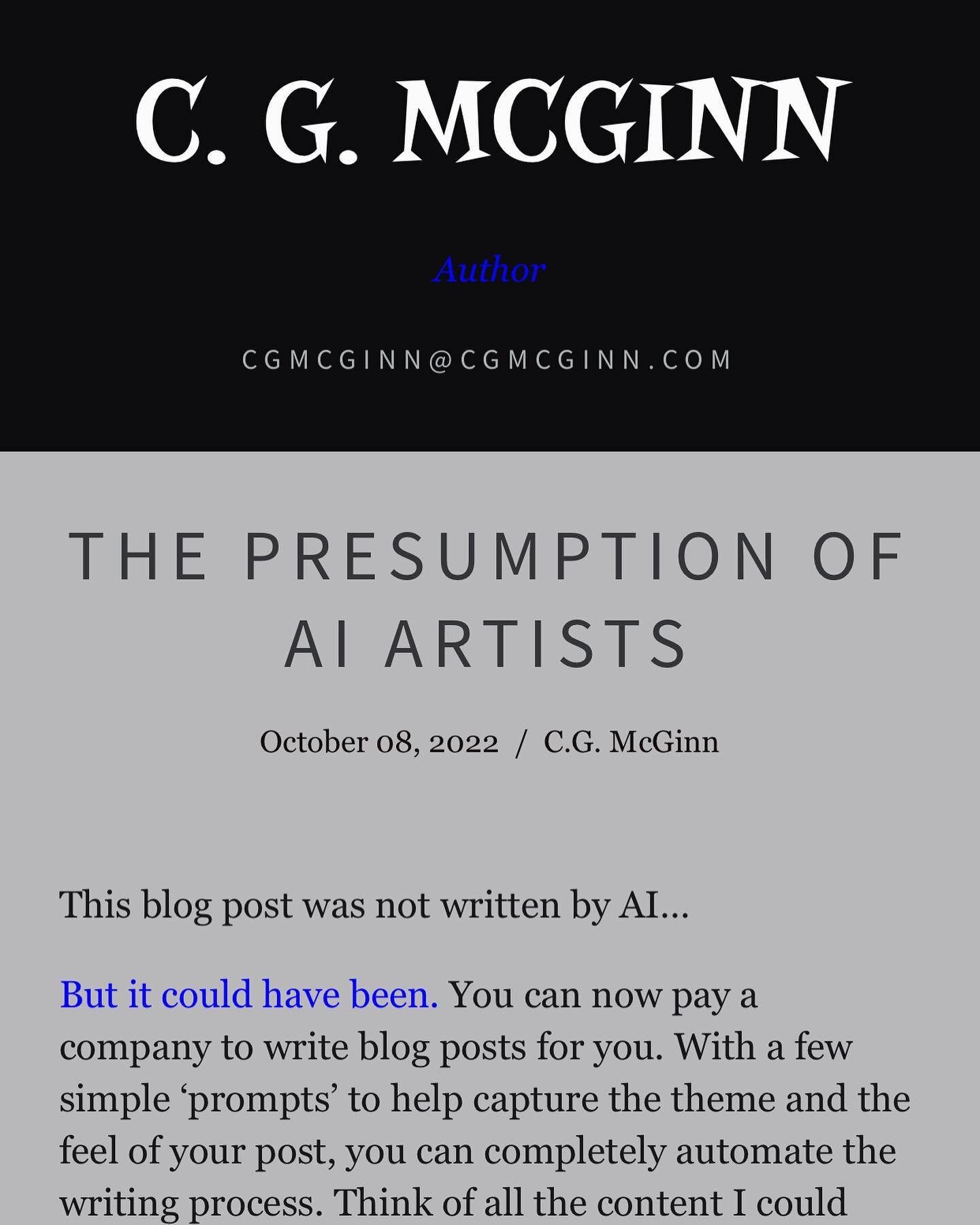 Hey look! A new blog post! Talking about AI art and such.
.
.
.
.
.
.

#writers #writersofinstagram #writerscommunity #writer #writing #writingcommunity #writersofig #poems #art #author #story #write #midjourney #aiart #ai
