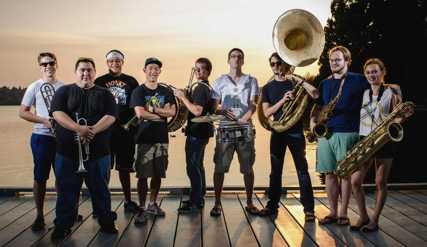 The Ten Man Brass Band performing with members of the Church Marching band @ Honk! Fest West