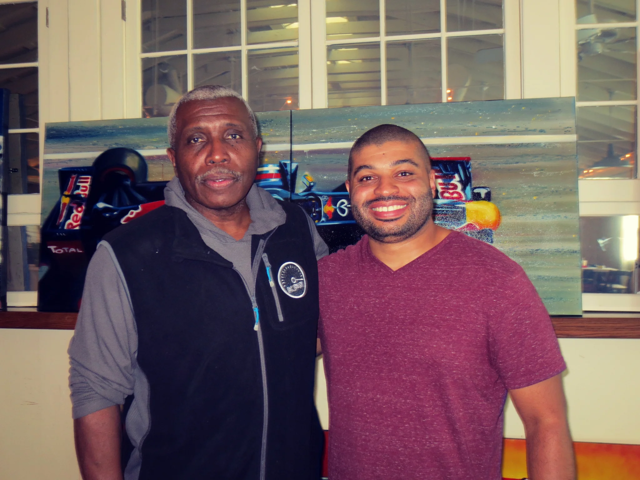 Kevin with his father, Jim, during set up for the Pole Position show in Austin, TX. 