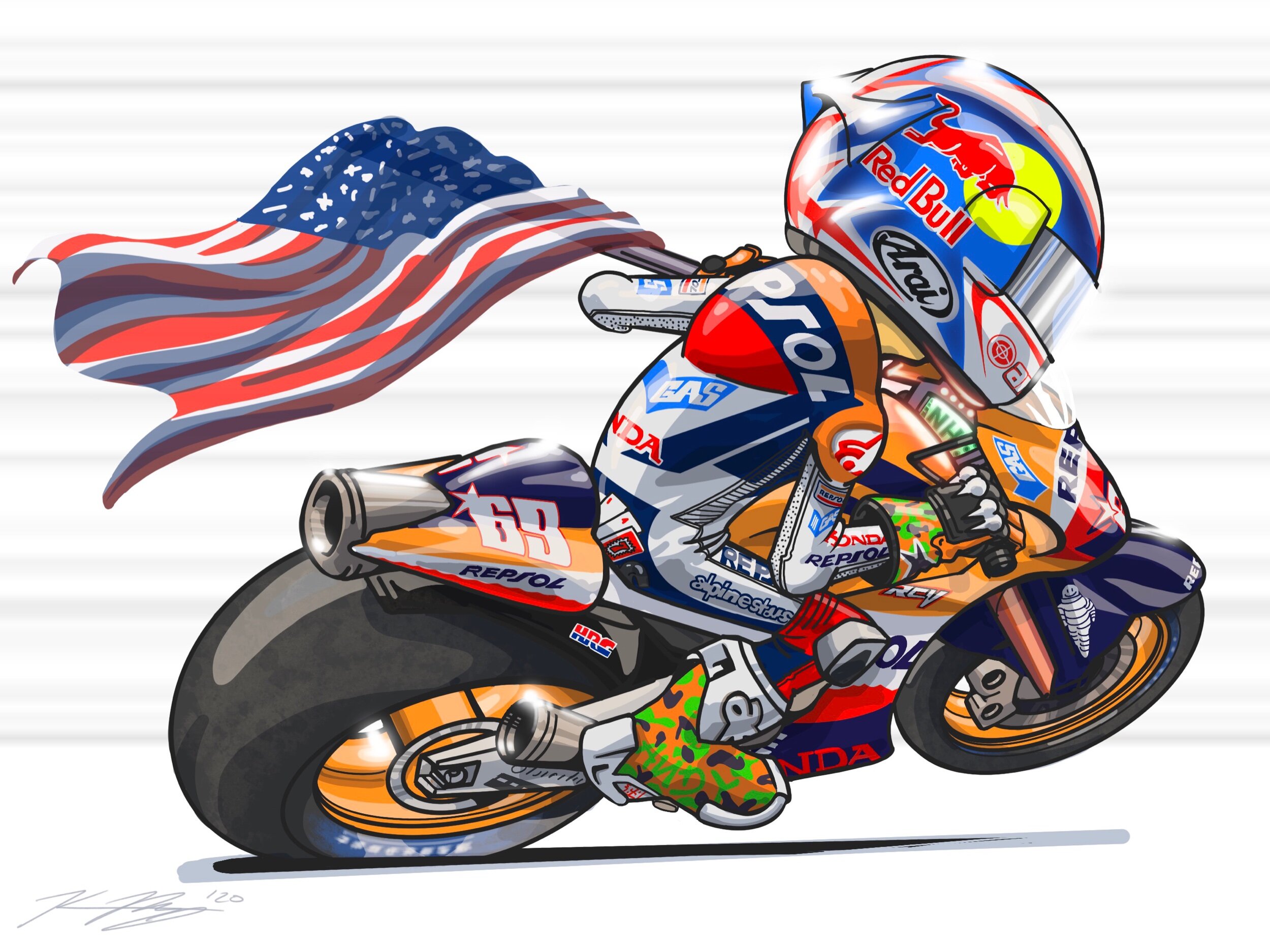 Nicky Hayden with the American Flag