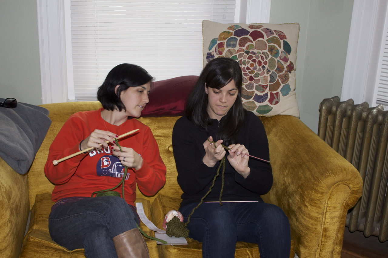 Amy started teaching me to knit. 