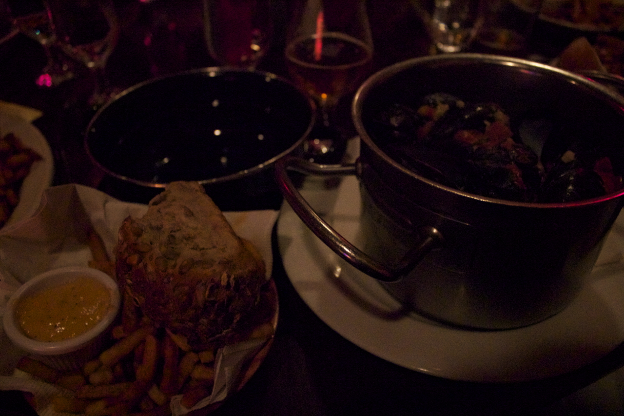 Mussels and fries at Monk's Cafe on our last night in Philly.