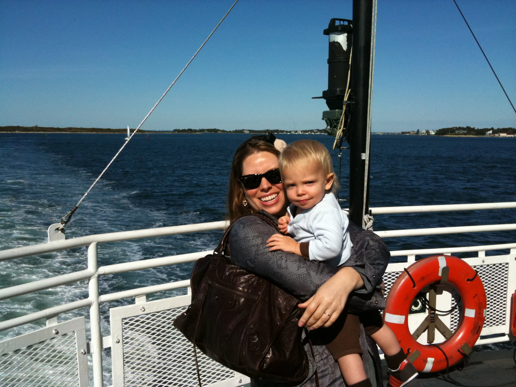 Me, my first son and my first designer handbag, The Balenciaga Work, in 2008, on our way to Martha's Vineyard.