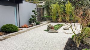 modern island bed landscape