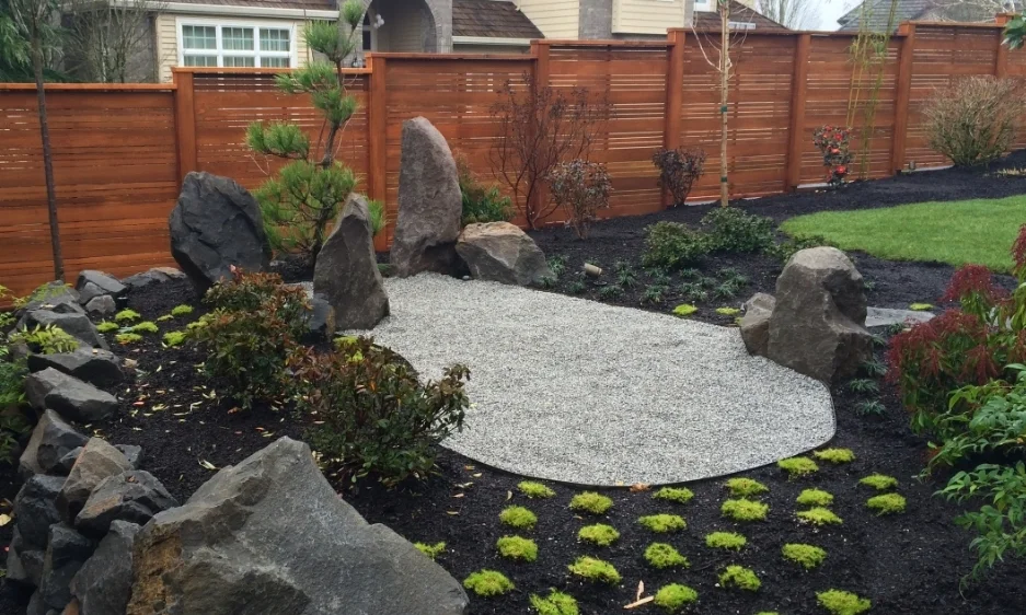  Scotch moss mass planting and boulders. 