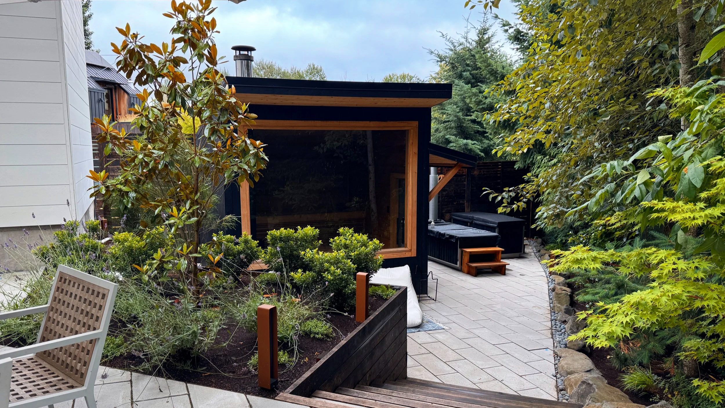 Modern Japanese Garden with a Sauna