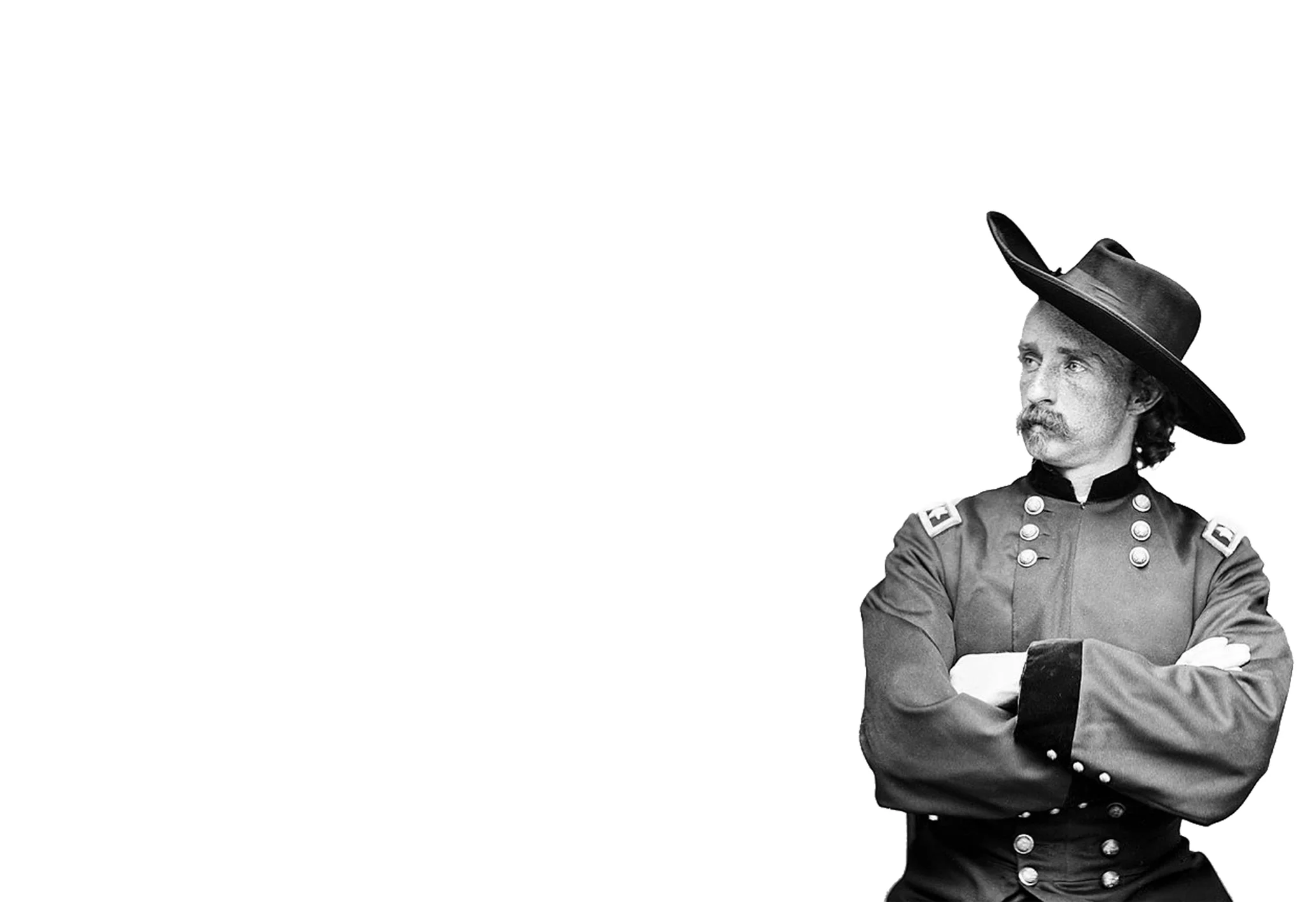 Il Generale George Armstrong Custer come appare sull'invito alla mostra.