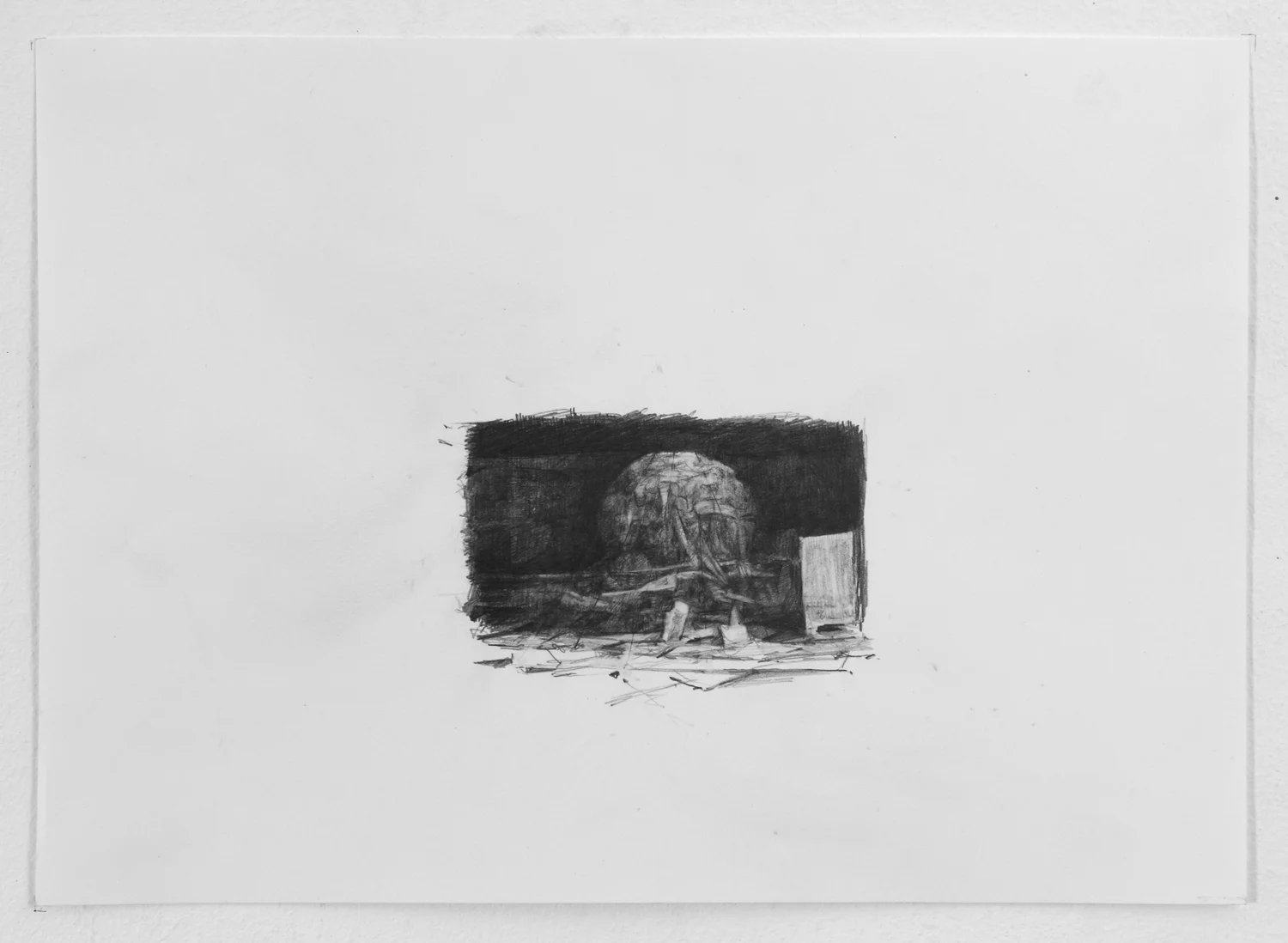  Room 16 Pencil on paper • 30cm x 21cm There are well over 100 works in the series LOCI, of which this website displays a limited selection. LOCI is an ongoing project since 2009 which maps the interior of a labyrinthine series of interlocking rooms within an architectural structure. No exteriors are ever seen, rooms merely contain objects, the 'substance' of which is explored in the series of works entitled 'Portraits'. The works are exploded, sculpted and charted solely through the process of mark making. L OCI is mapped through pencil in 'Series 1' and paint in 'Series 2'. Some spaces feel awkward in application or subject matter, each medium bringing its own quality, concerns and outcomes along the way. Mapping the chambers may be an endless and futile path, but one which is compelled to travel. 