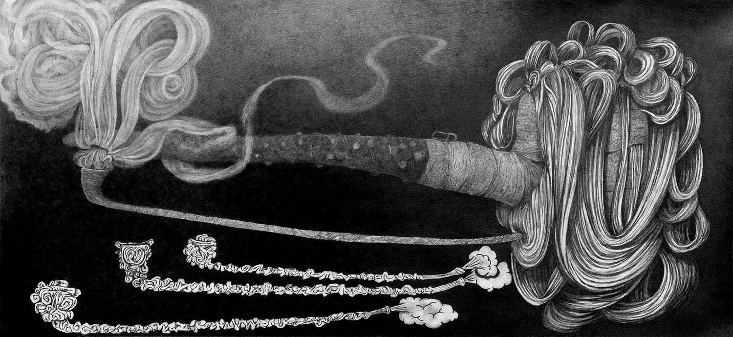 TOXIC FAG BUCKET . pencil, graphite powder on paper . 650 x 297 mm