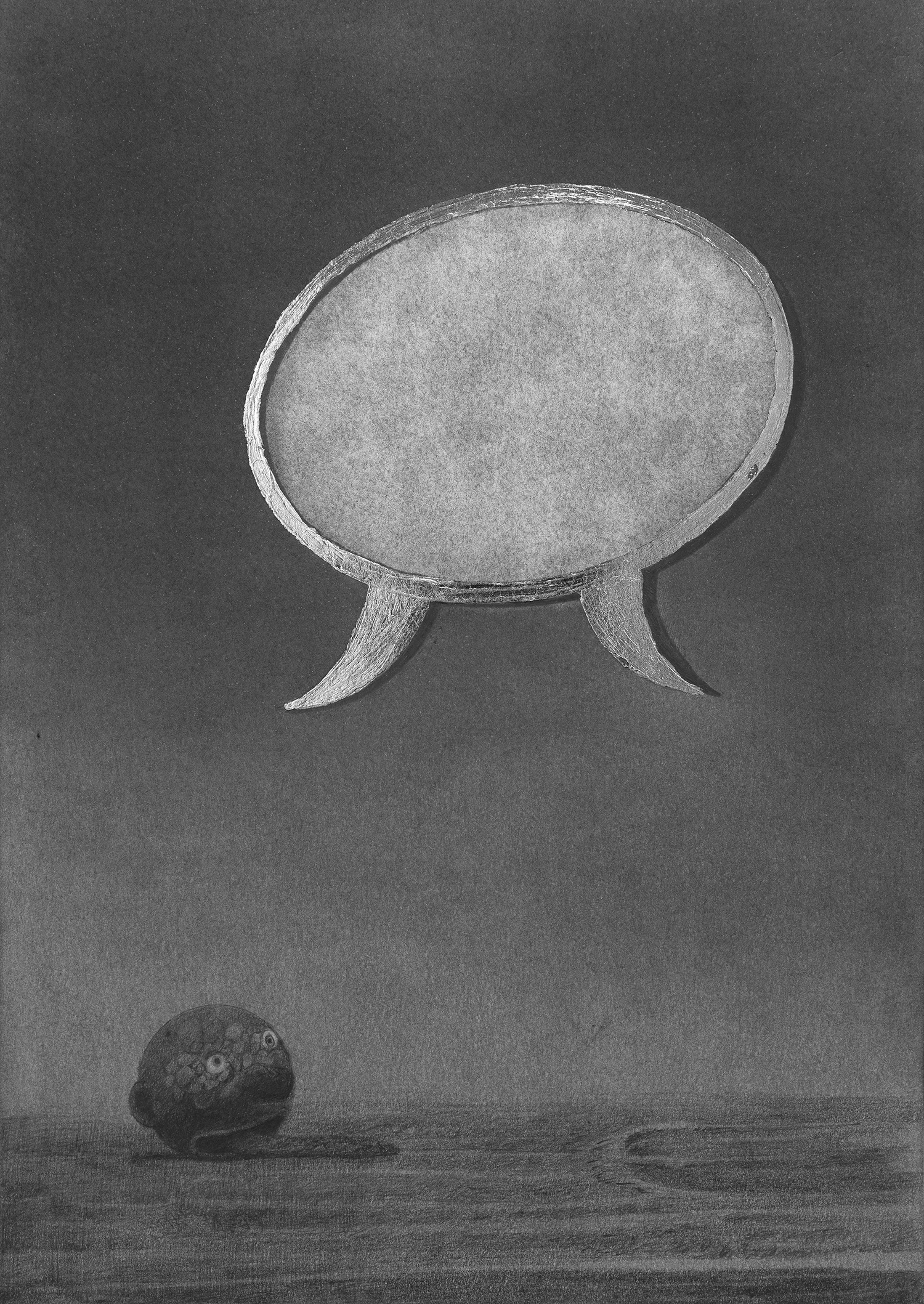 UNTITLED . pencil, graphite powder and silver leaf on paper . 297 x 210 mm