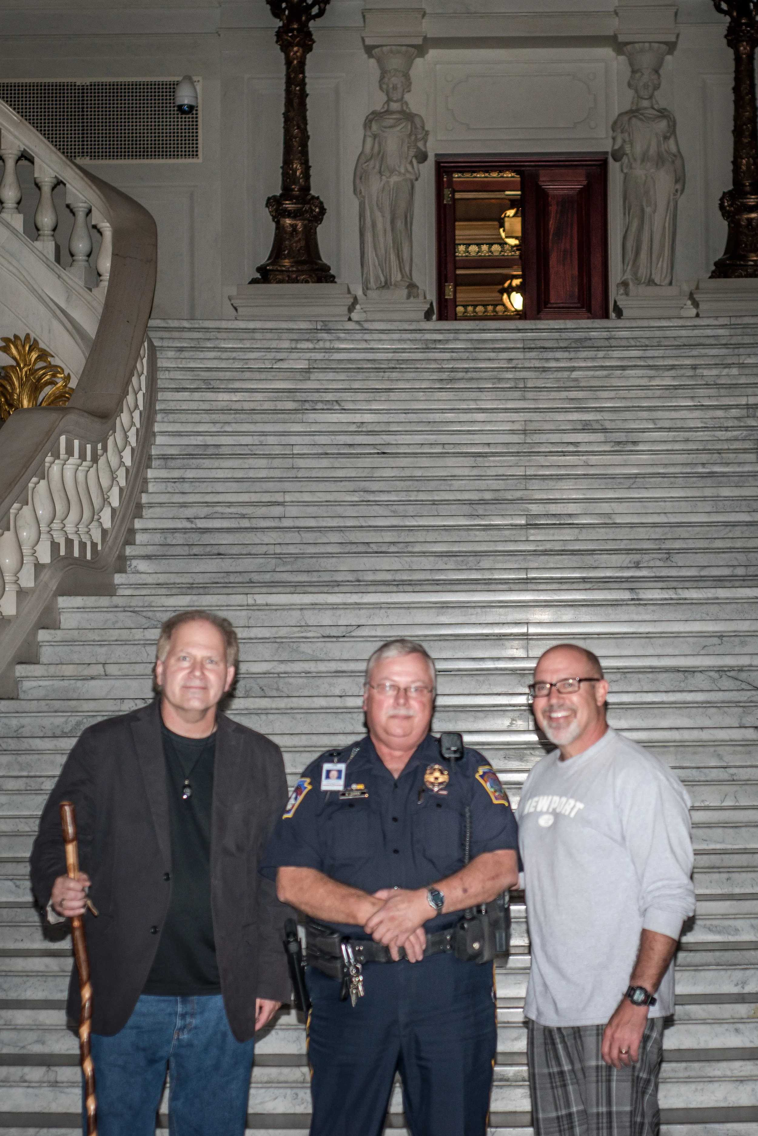 The open door at the top of the stairs is the Governor's office.