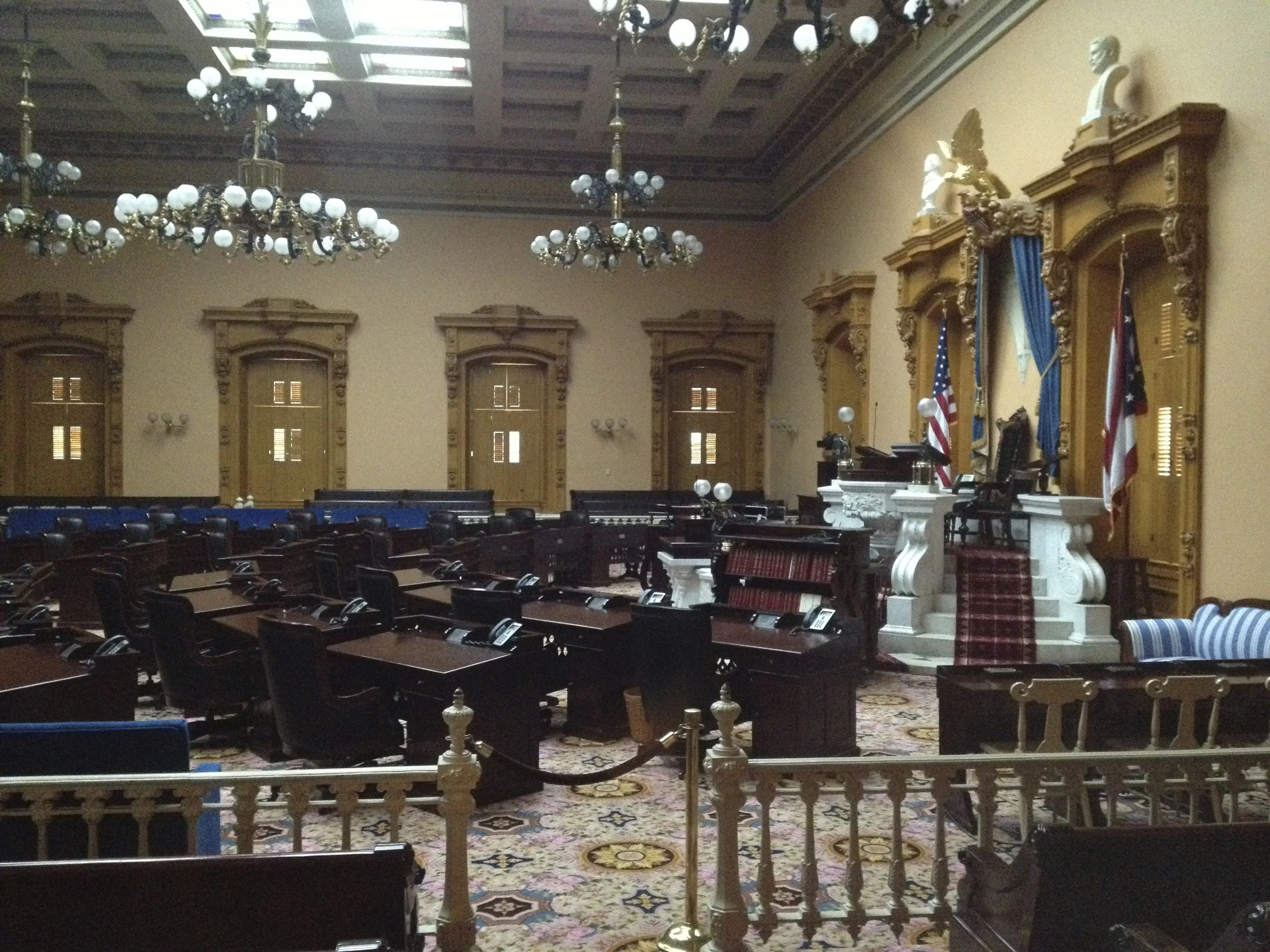 Spent a good while praying over the Senate floor in Columbus, where a "Heartbeat Bill," which was introduced and passed by Ohio's House months ago, a bill that would effectively end over 90% of the abortions in the state, has been stalled in the Senate. But God is on the move in Ohio! Hallelujah!
