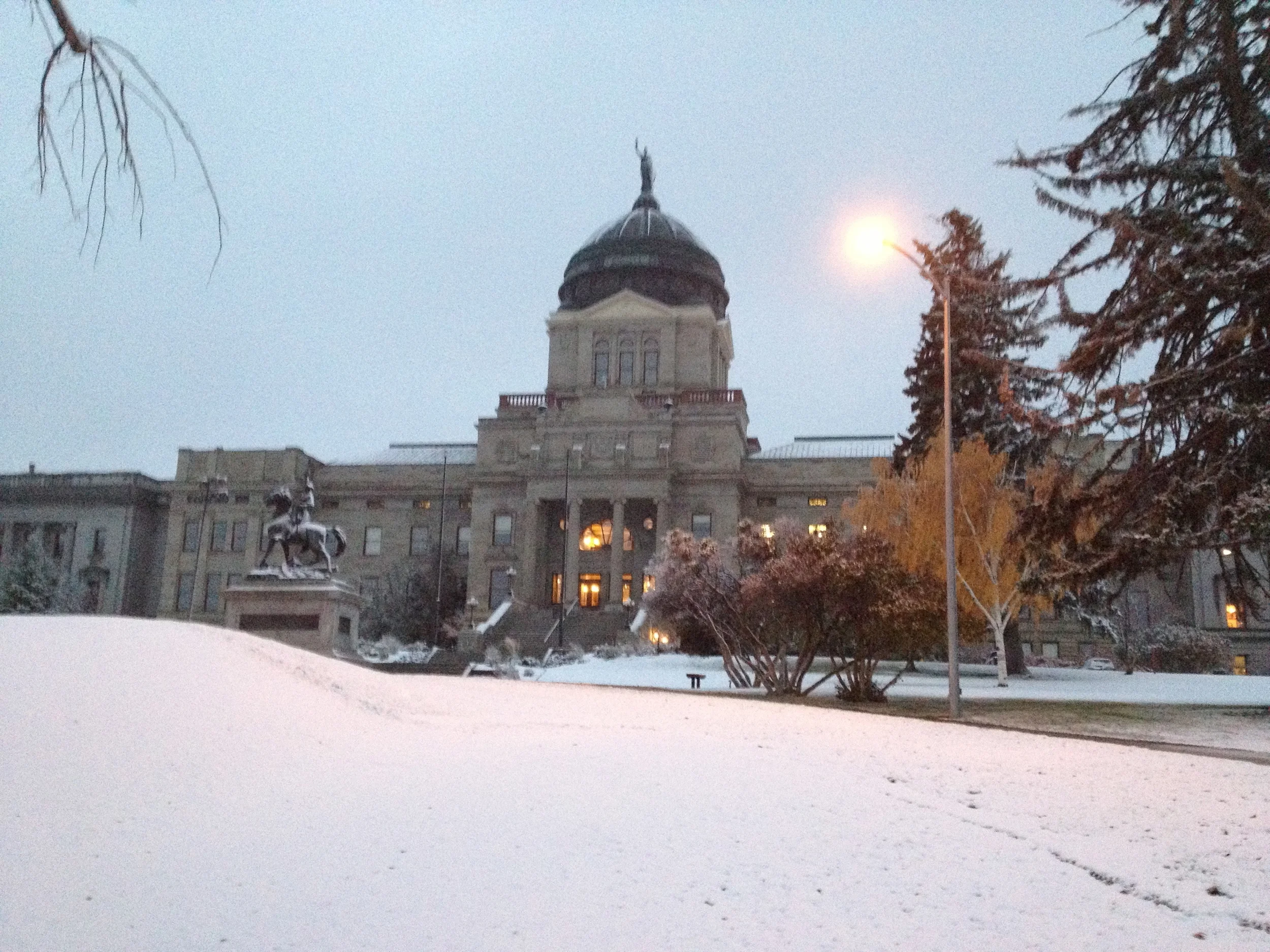We encountered more "winter wonderland" than we bargained for on the way in to, and out of Helena. Just as the last presidential debate was about to start, we had a quick prayer meeting on the steps, to stay ahead of the ice on the way to Idaho for the next day. Thanks Diane and Ralph Hoffman!