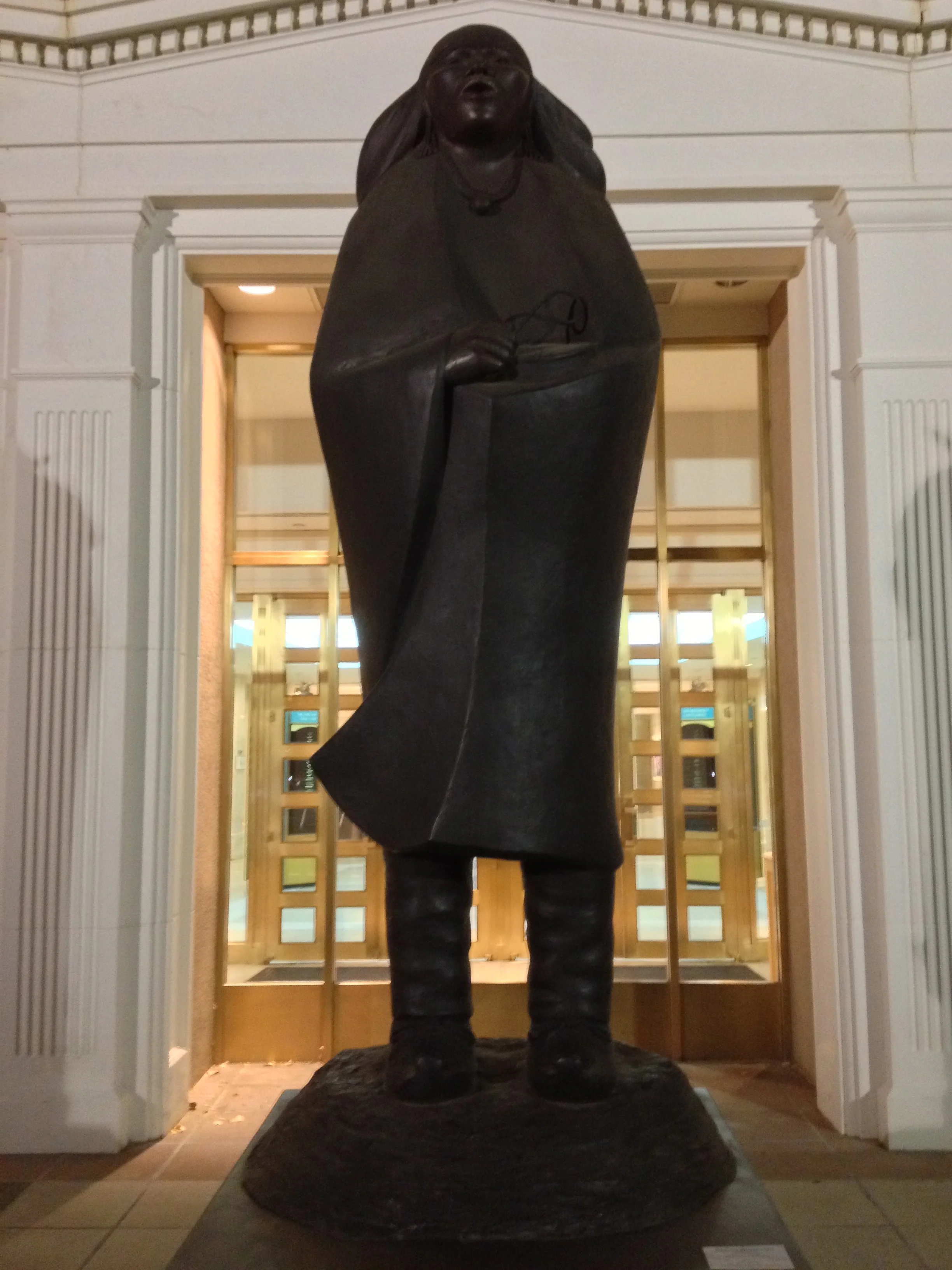 "Morning Prayer" an Apache statue right at the front doors. (Deanna is 1/32 Apache)