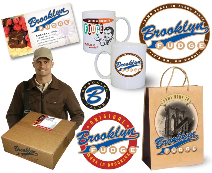 Various samples of the Brooklyn Fudge branding program