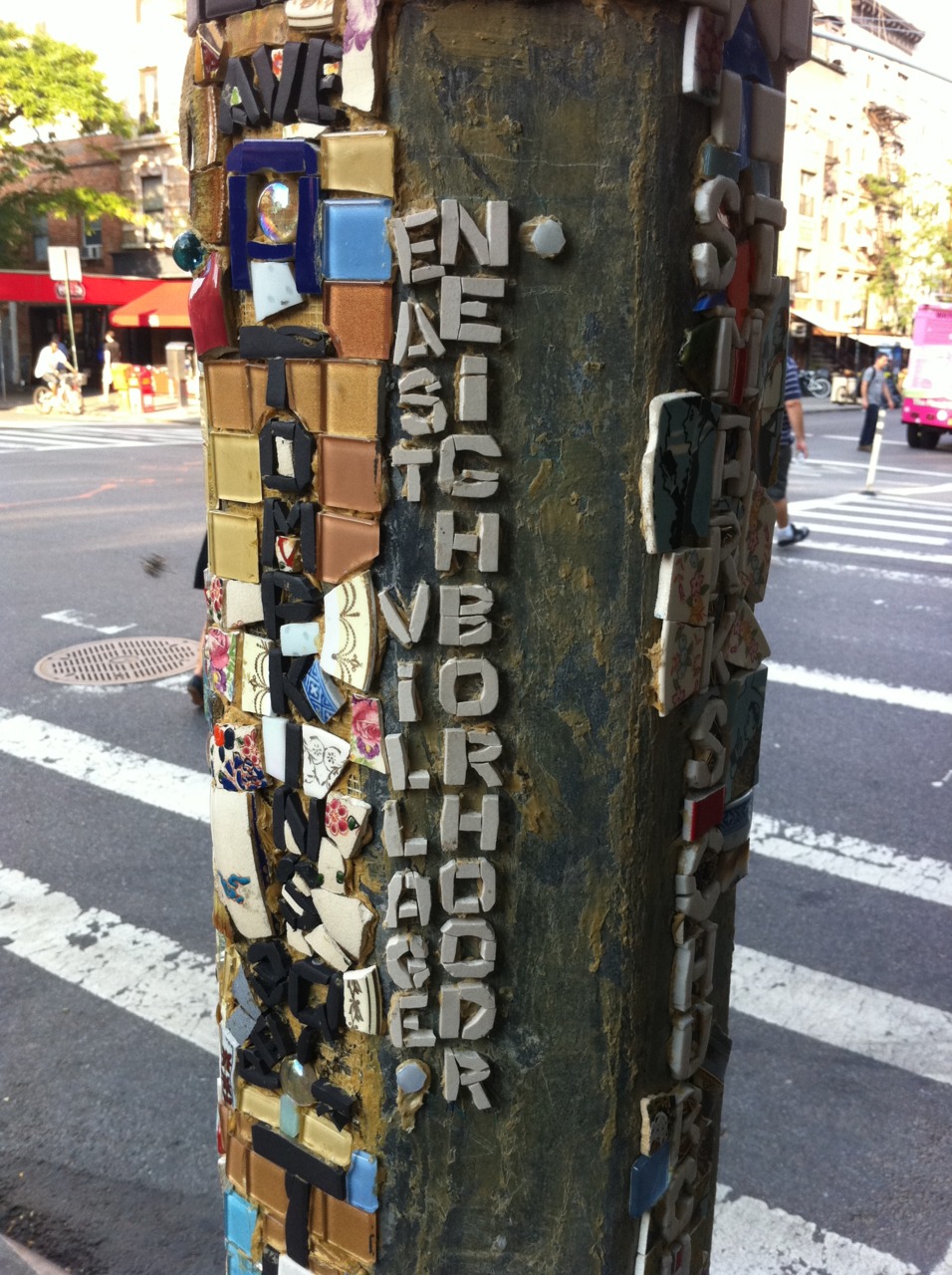 soupsoup:
neighborhoodr-eastvillage:
Look who got a mention on Jim Power, aka ‘Mosaic Man’s’ latest pole-in-progress at 2nd Ave and St. Mark’s Place?!?
Thanks, Jim!!!
FYI, Jim now has a new blog on Tumblr, he’s on Facebook, and Twitter, too, @Mosa…