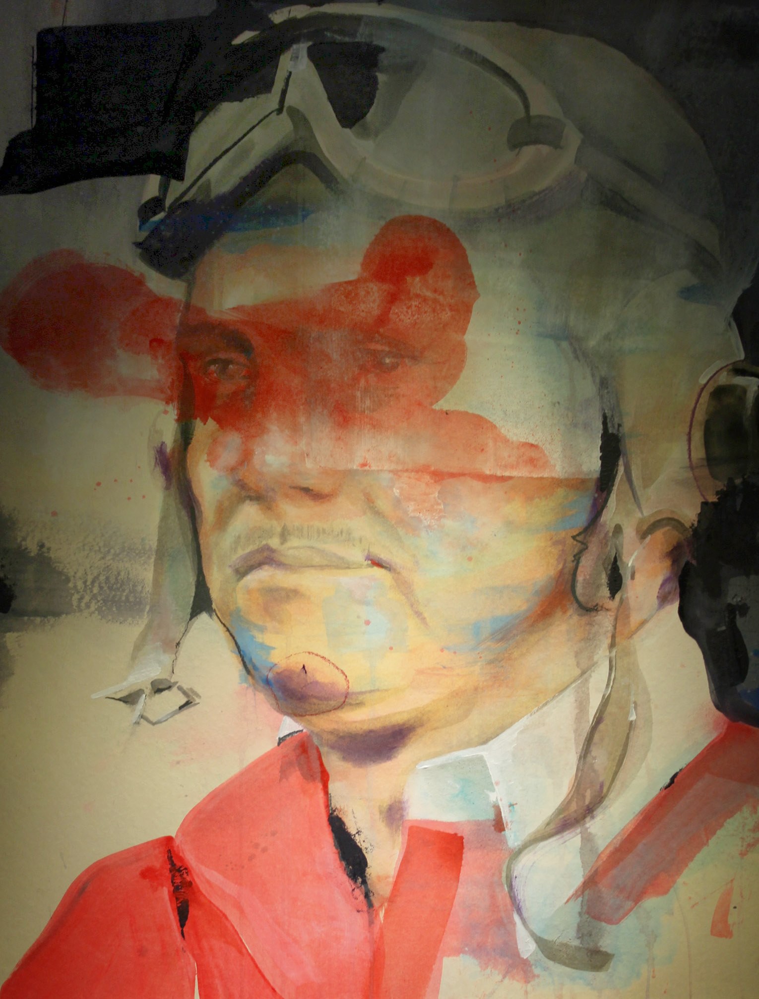 Fliegerportrait 2013, 69 x 100 cm Acryl und Kreide auf Karton 650 €