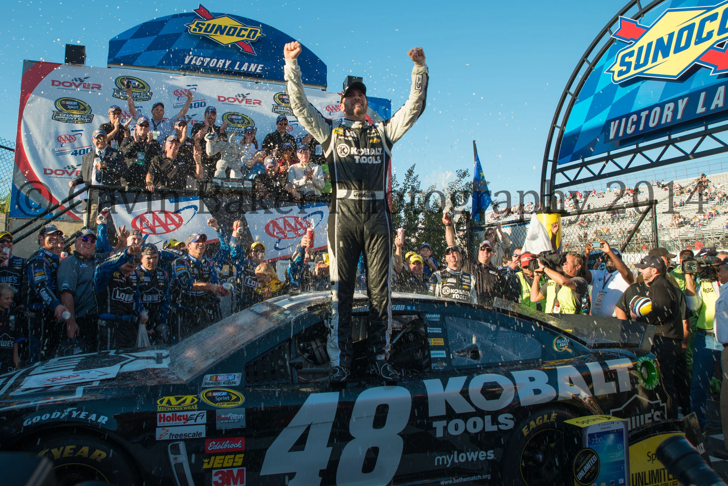 Jimmie Johnson in Victory Lane at Dover International Speedway September 2013