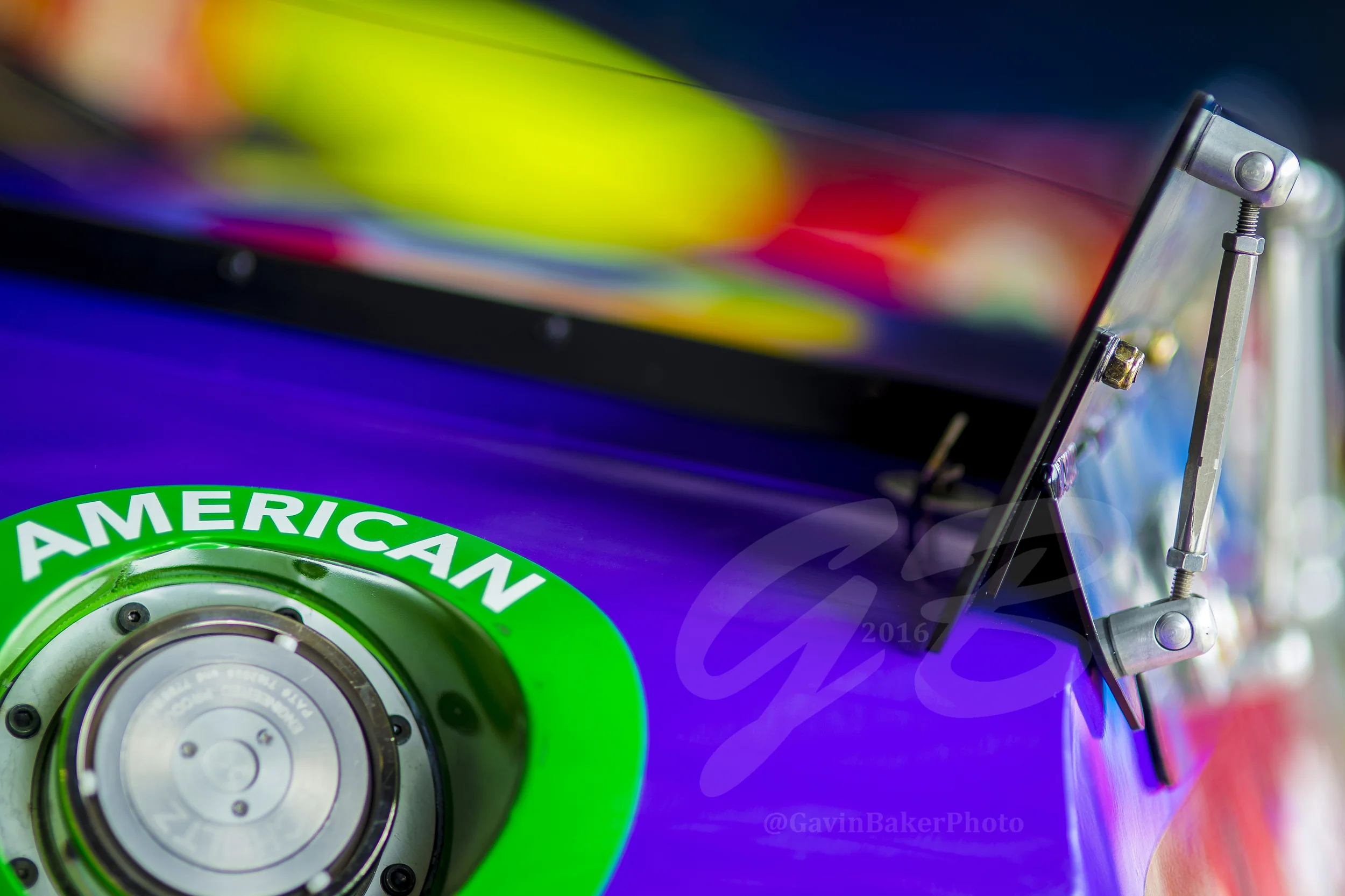 The colors of Darrell Wallace Jr's #6 Selfeo Ford were fantastic in the light of the garage