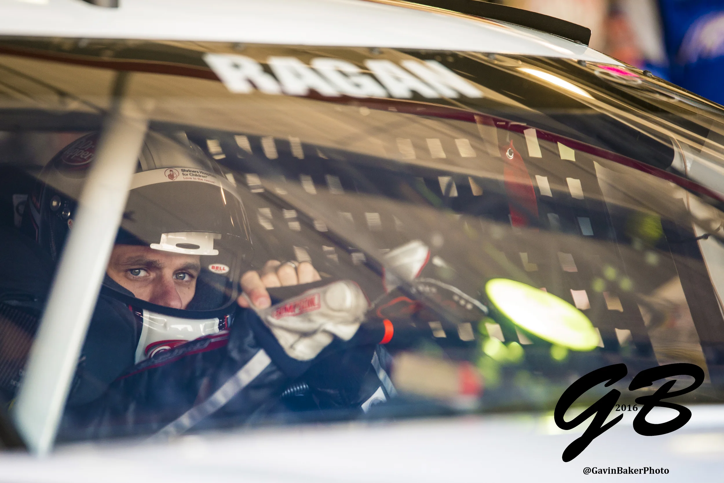 Casey Mears, driver of the #13 GEICO Chevy, gets ready for action during the first practice session for the Auto Club 400 at the Auto Club Speedway in Fontana, CA.