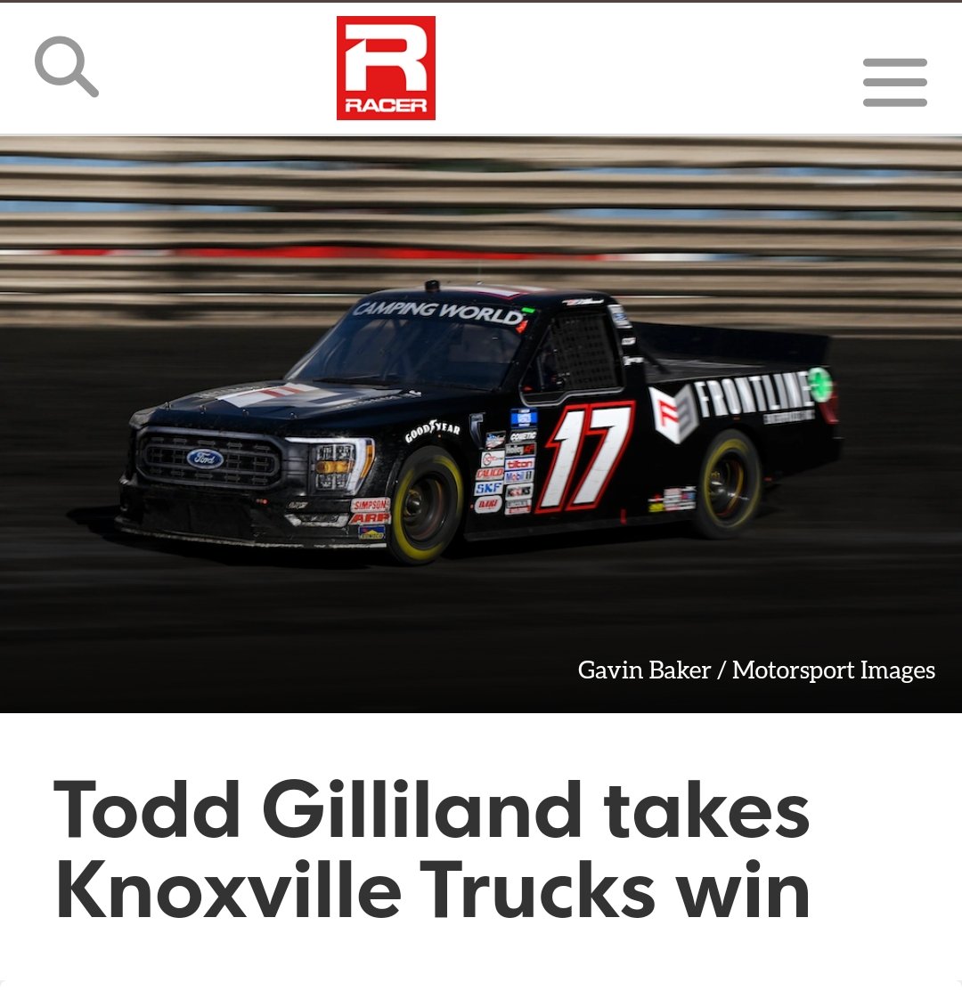 Gillland wins NASCAR dirt truck race in Knoxville
