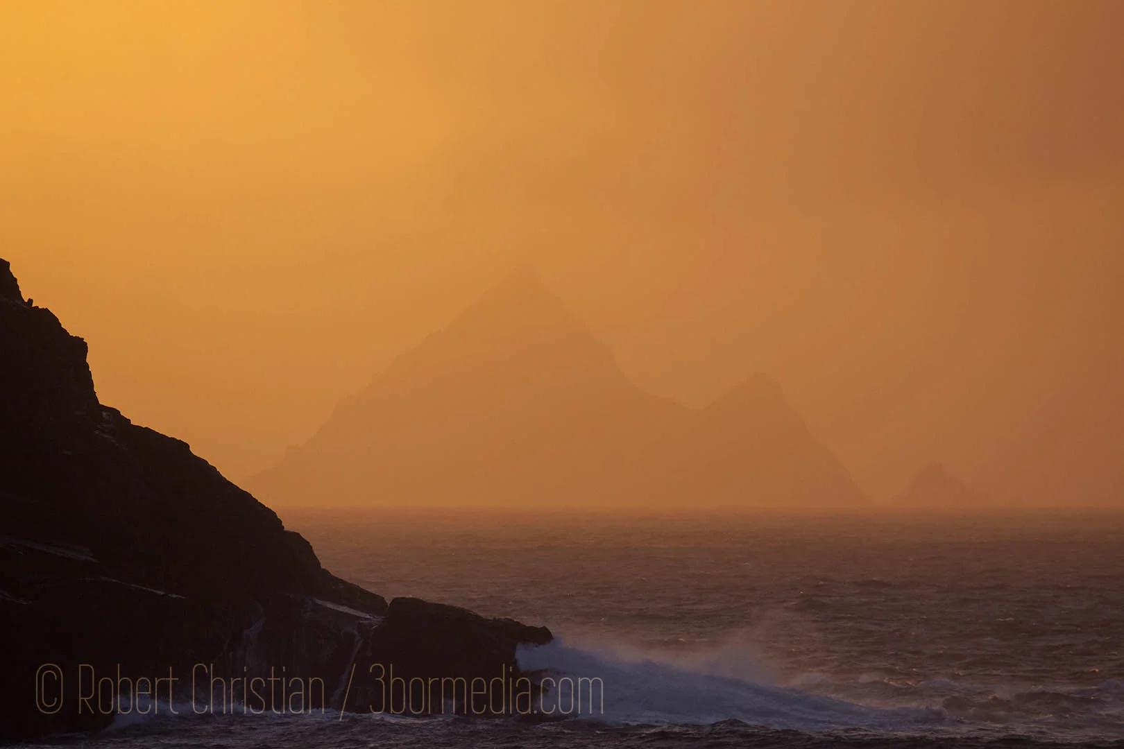 Tearaght Island at sunset.