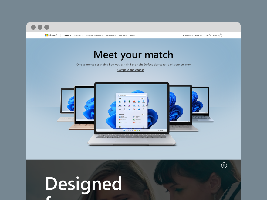 Microsoft Surface Site Redesign