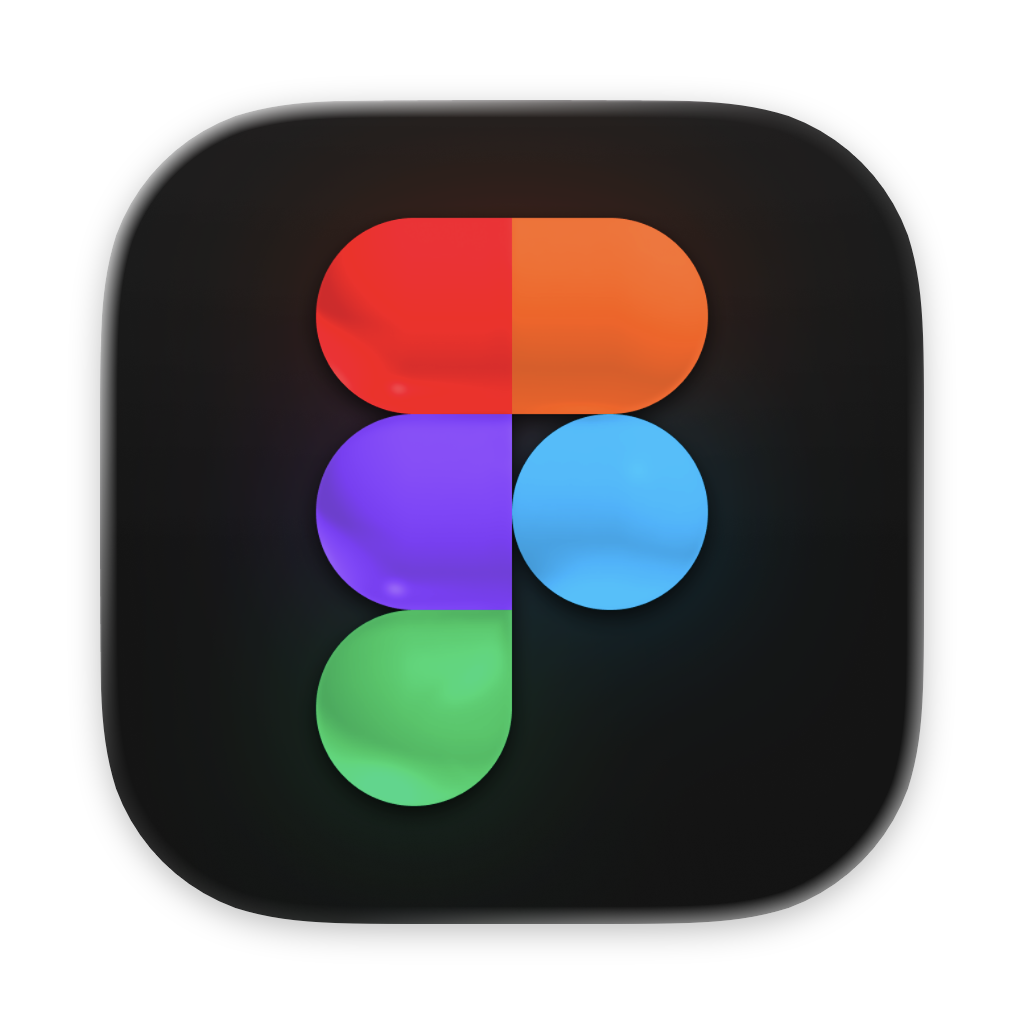 Icon of the Figma app with colorful geometric shapes on a black background.