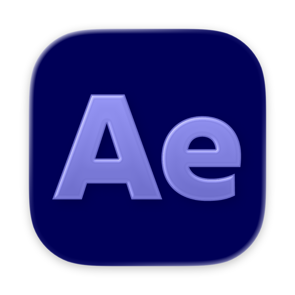 Adobe After Effects icon with a dark blue background and stylized light purple 'Ae' letters.