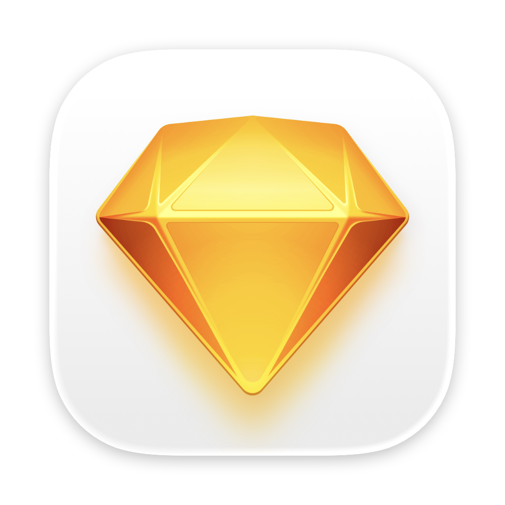 The Sketch icon of a bright yellow 3D diamond icon on a white background.