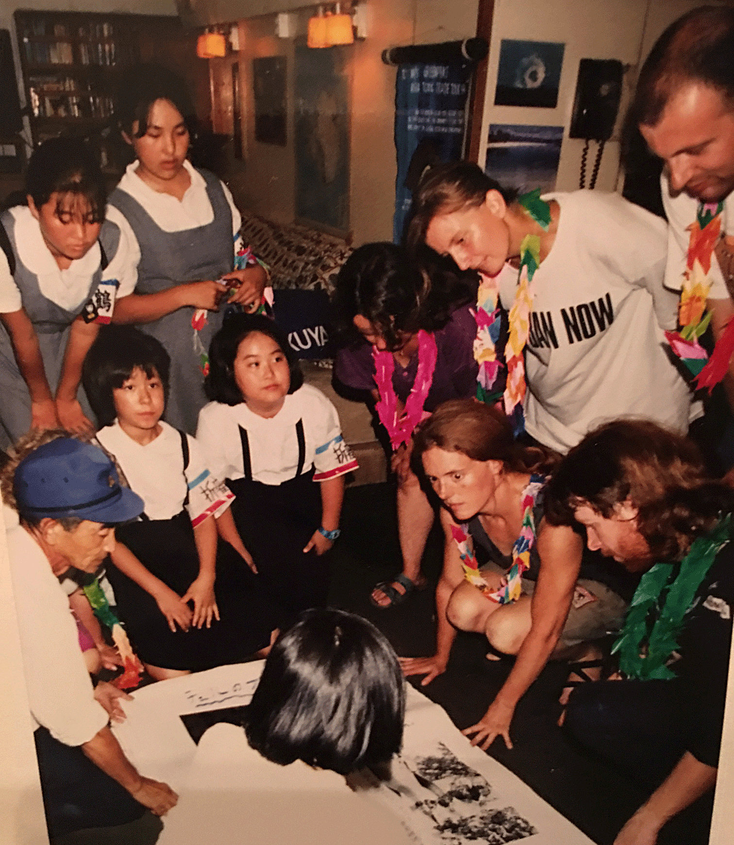 Meeting schoolchildren in Hiroshima on Peace Day