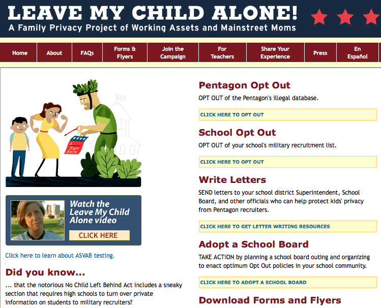 Website generated a personal letter to schools nationwide to help families opt out.