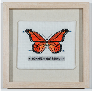 Pinned Monarch Butterfly, $600
 
Stitched area 5.5” x 6.5”