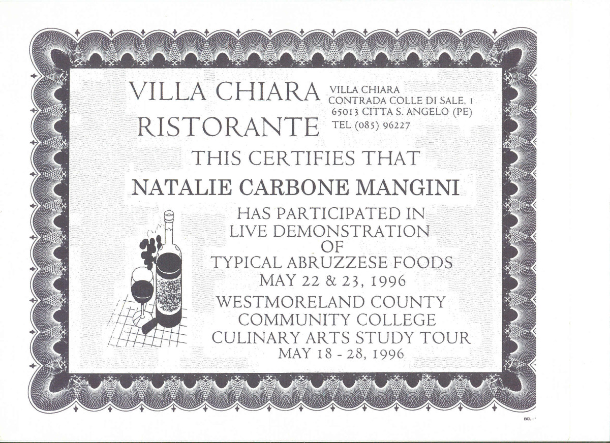 certificate from 1996 culinary arts tour of italy.jpg