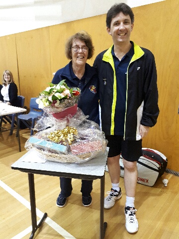 Retiring Treasurer Maureen Collins - presented with flowers and a gift basket by President Paul Godden. Thank you Maureen on behalf of all our members for your 35 years of representation on the Committee and active club membership.