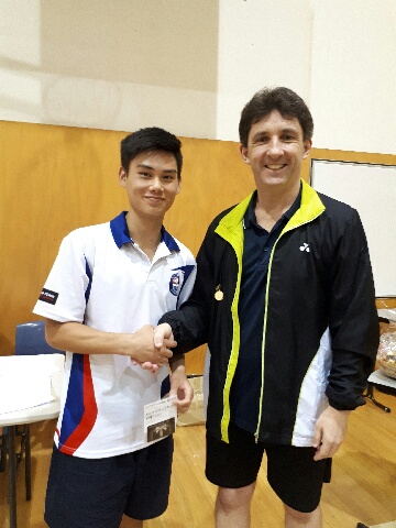 Congratulations to Tommy Fang on his 2017 U17 State Team selection - receiving a $25 voucher from Club President Paul Godden. Other club members also selected for the U17 State Team are: Celeste Jong, Charles Jong and Marcus Kha.