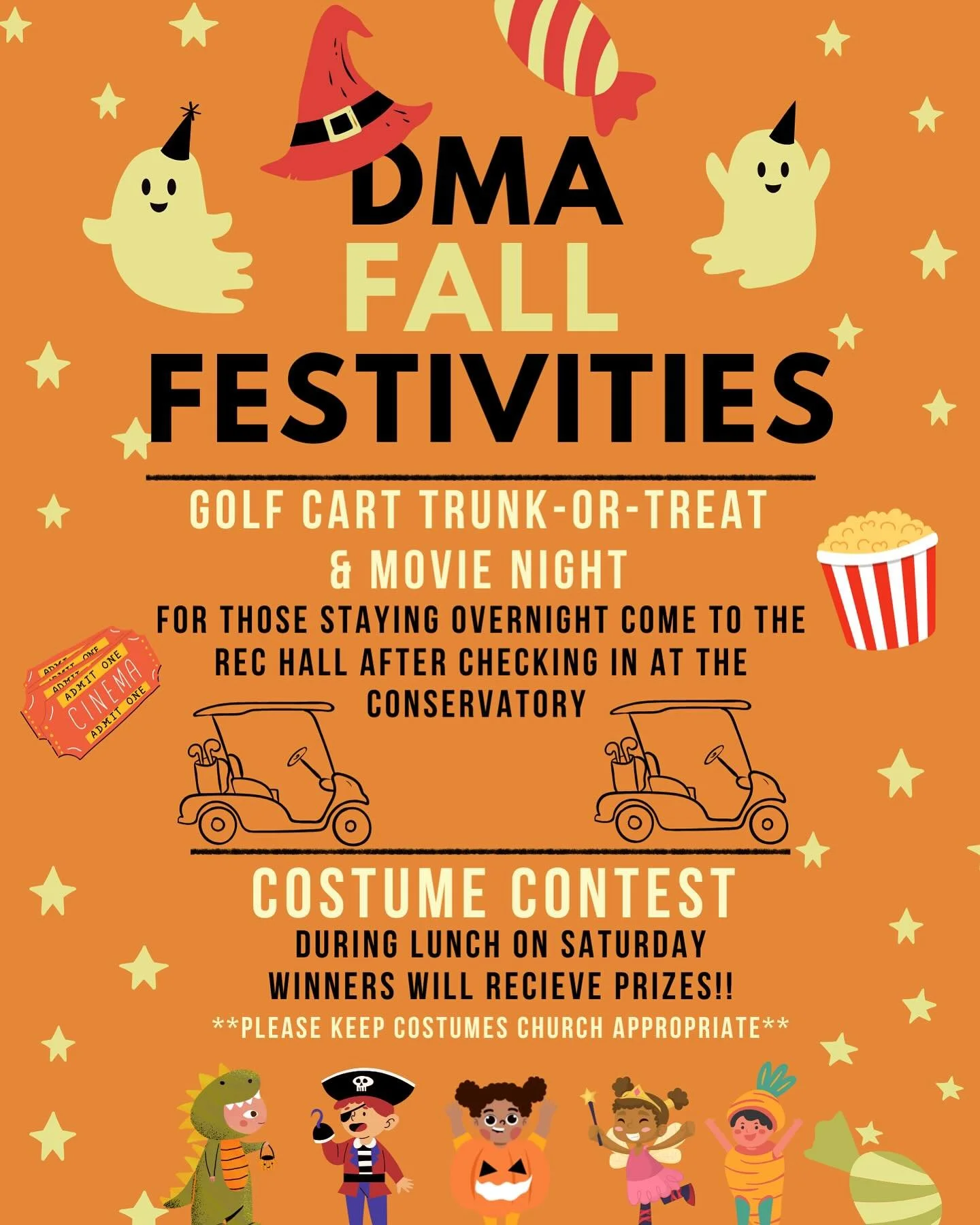 We’ve got some fun activities planned this weekend for DMA! 
Be sure to bring your best costume for Saturday🎃🎃