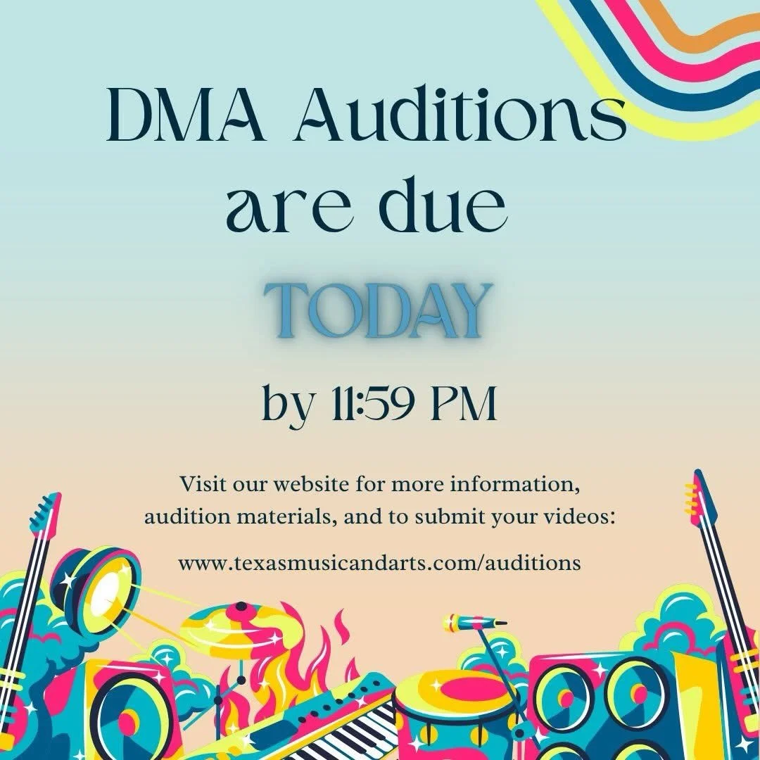 TODAY IS THE DAY! If you&rsquo;re planning to join the 2026&ndash;2027 season, please be sure to submit your audition videos by midnight. Let&rsquo;s step into this new year of music ministry together!

www.texasmusicandarts.com/auditions